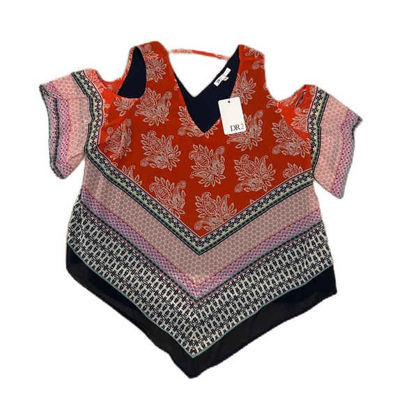 DR2 Tops - NWT DR2 Colorful Patterned Blouse Top Sz. XL New